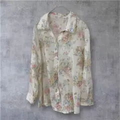 一点物☆ フラワープリント 長袖 シャツ レディース 花柄