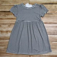 新品 未使用 ボーダー 半袖 ワンピース 白 黒 女の子 120