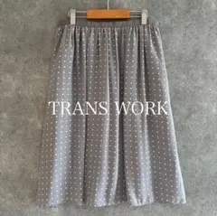 TRANS WORK｜トランスワーク｜スクエアドット柄 膝丈 フレアスカート
