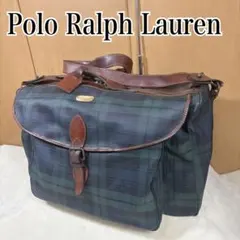 ポロラルフローレン PVC レザー ボストンバッグ ブラックウォッチ ショルダー