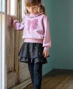 【新品・未使用】エニファム 110cm パール付きデニムスカッツ レギンス 黒