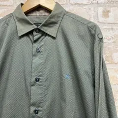 BURBERRY オリーブグリーン ドット柄 長袖シャツ