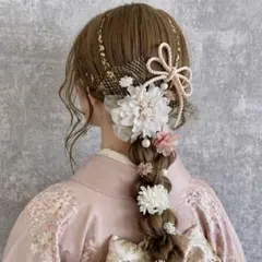 ダリアピンク♡金箔付♡髪飾り ヘッドドレス 前撮り 成人式 卒業式 七五三のサムネイル