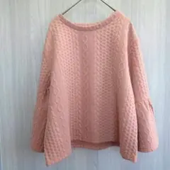 BSPOIR トップス トレーナー ニット セーター フレア袖 ピンク L