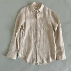 ユニクロ プレミアムリネンシャツ（長袖） ベージュ Sサイズのサムネイル