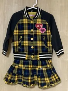 スカート セットアップ ワッペン 上下セット チェック柄 ジャケット