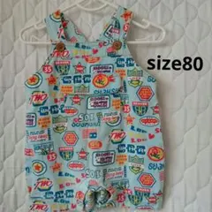 カラフル ロゴプリント ロンパース、オーバーオール