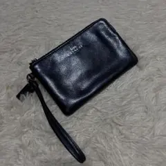 美品✨ COACH コーチ リストレット ポーチ ネイビー シルバー金具のサムネイル