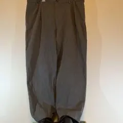 90s ランズエンド 2タック ワイド チノパン チャコールグレー 杢 W38