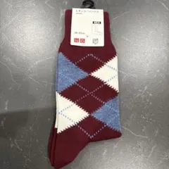 アーガイル柄 ワイン色ソックス MEN25-27cm