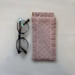《手刺繍》バネ口メガネケース