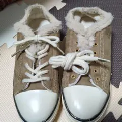 ベージュ ファー付きスニーカー LL