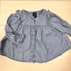 baby gap 12-18m 80cm デニム風 女の子 チュニック ブラウス