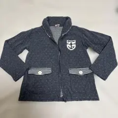 美品　ネイビー ドット柄 カーディガン フード付き　120 キッズ