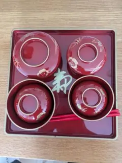 赤い漆器 お食い初めセット