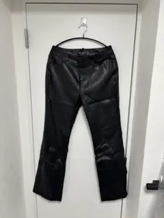 PANERO ブラック フレアレザーパンツ