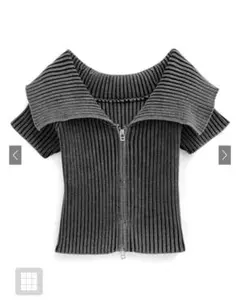 ビッグカラーダブルジップニットトップス[tu1274]