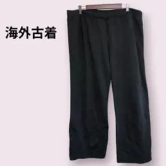 海外古着 黒 カジュアルパンツ 大きいサイズ ワイド スウェット 男女兼用