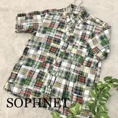 SOPHNET. ソフネット パッチワーク ボタンダウン シャツ チェック　Mのサムネイル