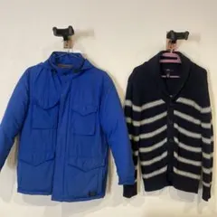 GapKids ネイビー ストライプ カーディガン アウタージャケット 2枚組