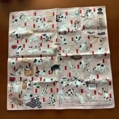 歌川国芳　其のまま地口 猫飼好五十三疋　小風呂敷　ピンク