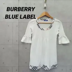 BURBERRY BLUE LABEL 襟・裾チェック柄 チュニック 38 白のサムネイル