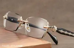 伊達メガネ ゴールドサングラス リムレス 縁無し スクエア ユニセックス 度なし