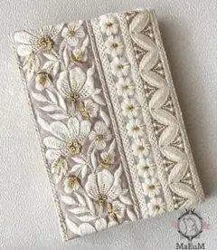 MaEuMインド刺繍リボン文庫本ブックカバー片側調整タイプ【pink8】