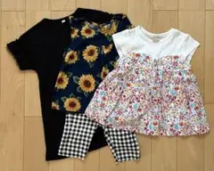 【プティマイン】半袖　ノースリーブトップス　ハーフパンツ　ワンピース110 4点