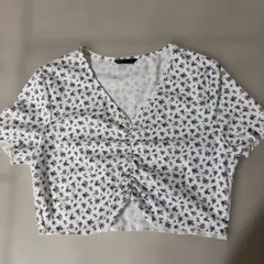 SHEIN 花柄 Vネック 半袖 Tシャツのサムネイル