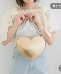 【新品未使用】ハート2WAYバッグ ゴールド