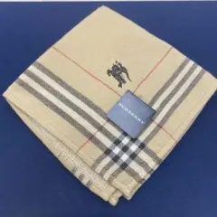 新品✨ BURBERRYバーバリー　ハンカチ ノバチェック　ロゴ刺繍　ベージュ