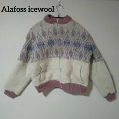 希少✨️アイスランド製 Alafoss icewool 総柄 ニットジャケット