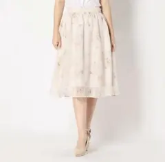 ミッシュマッシュ♡♡花柄フレアスカート 薄いピンク ひざ丈