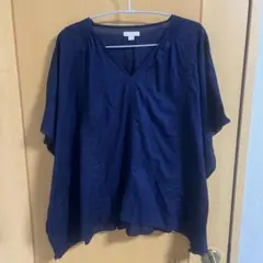 Gap ネイビー 半袖 ブラウス 刺繍入りのサムネイル