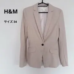 H&M☆テーラードジャケット サーモンピンク☆EUR 34 美品☆中 ストライプ