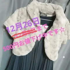 結婚式　パーティードレス　ミニ丈　ネイビー　可愛い　清楚　半袖ボアボレロセット