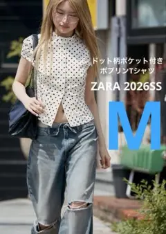 ZARA ドット柄ポケット付きポプリンTシャツ S - メルカリ