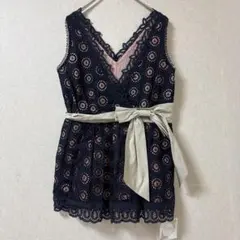 新品未使用　チェスティ ノースリーブ チュニック ネイビー　刺繍　リボン　Sのサムネイル