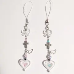 ビーズストラップ　ピンク　水色　韓国　y2k 　2点セット