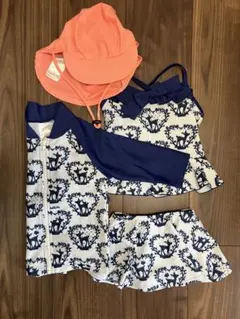 70 80 90ニニータ 水着　ラッシュガード　スイムキャップ　3点　セット