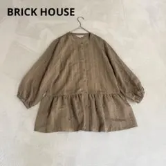 BRICK HOUSE バンドカラー ティアードブラウス　ストライプ 長袖のサムネイル