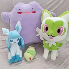 ポケモン☆ぬいぐるみ４体セット☆メタモン、ニャオハ、グレーシア、チコリータ