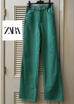 ZARA グリーン デニム パンツのサムネイル