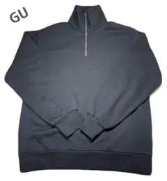 GU ハーフジップ ブラック スウェット Lサイズ　裏起毛暖かい　トレーナー