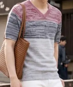 【美品】niko and... マルチボーダー半袖ニット M＋MKシャツおまけ付