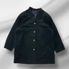 vintage ベロア調 ノーカラージャケット 金ボタン モード y2k 黒