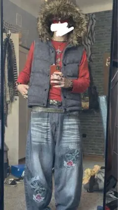 平成ギャルarchive 短丈　GAP y2k グランジ ファーダウンベスト