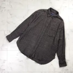 GAP グレンチェック柄 フランネルビッグシャツ ブラウン サイズS*ND339のサムネイル
