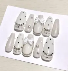 【現品】ネイルチップ　ウィッシュコア　フレンチガーリー　y2k ドット　韓国